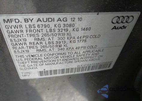 2011 Audi Q7 3.0T Premium из США, поврежденный, VIN WA1CGAFE9BD006466